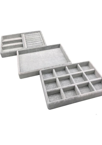 Süet Kumaş Gri Renk 3 Lü Takım Çekmeçe Içi Takı Standı indirimleri