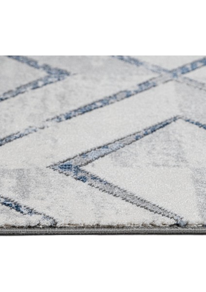 Melvina Geometrik Mavi Polyester Dikdörtgen Modern Desenli Akrilik Hav Vermeyen Leke Tutmayan Kolay Temizlenen Yumuşak Makine Salon Yolluk Mutfak Halı modelleri