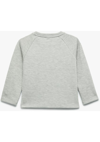 Pamuklu Düğmeli Uzun Kollu Bisiklet Yaka Sweatshirt fiyatları