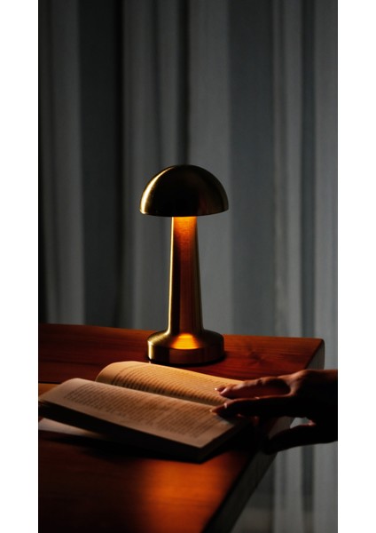 Dokunmatik Mantar Masa Lambası 3 Işık Renkli Şarjlı Dokunmatik Dekoratif Masa Lambası Metal