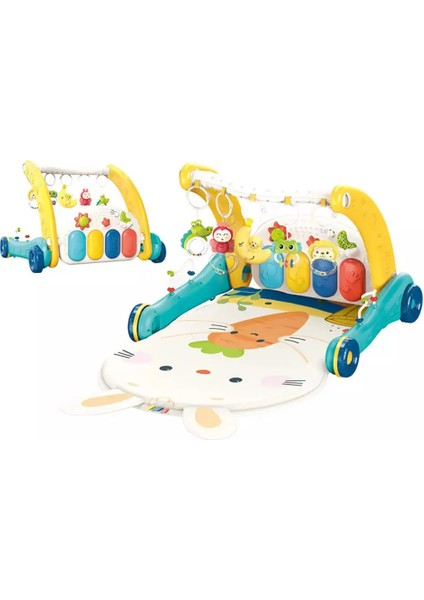 2’si 1 Arada Tavşan Desenli Piyanolu Ilk Adım Yürüteci & Oyun Halısı – 0-3 Yaş