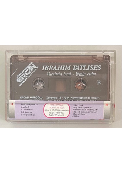 Ibrahim Tatlıses Vurgitsin Beni Yemin Ettim Ercan Baskı Kaset (Orijinal Dönem Ercan Baskı Kaset) fiyatları