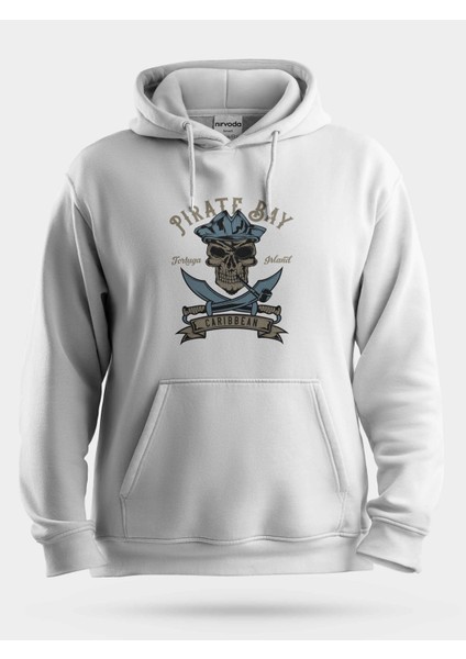 Korsan Kurukafa Baskılı Unisex Kapüşonlu Sweatshirt