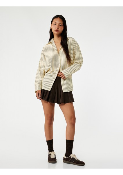 Düğmeli Uzun Kollu Klasik Yaka Oversize Viskon Gömlek fiyatları