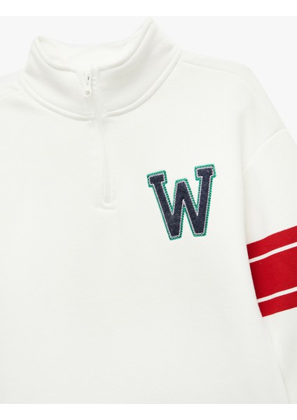 Şardonlu Uzun Kollu Yarım Fermuarlı Dik Yaka Sweatshirt modelleri