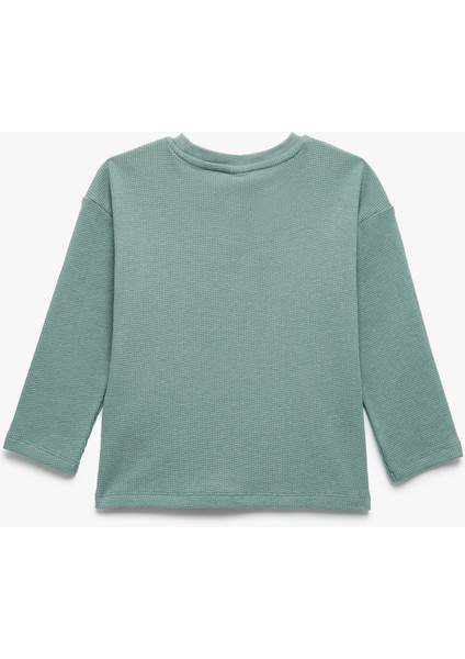 Pamuklu Hayvan Baskılı Bisiklet Yaka Uzun Kollu Tişört fiyatları