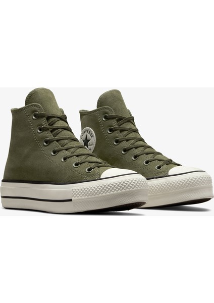 Chuck Taylor All Star Lift Unisex Yeşil Süet Platform Sneaker fiyatları