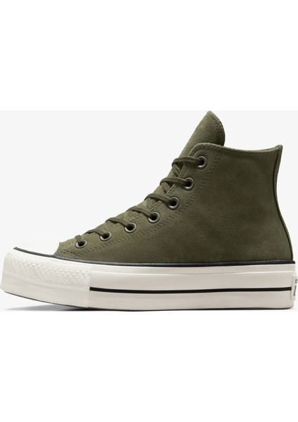 Chuck Taylor All Star Lift Unisex Yeşil Süet Platform Sneaker fırsatları