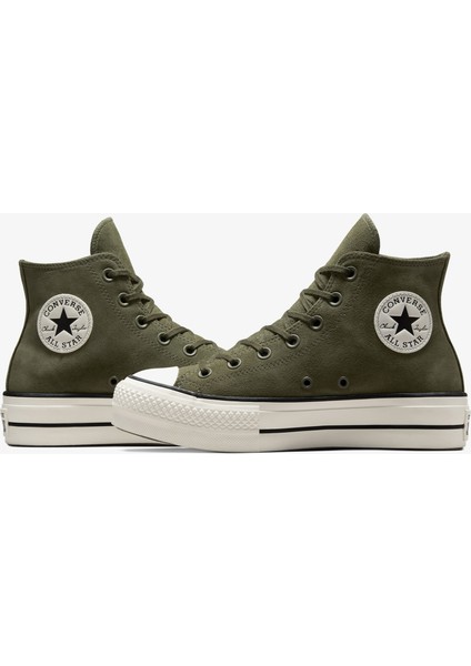 Chuck Taylor All Star Lift Unisex Yeşil Süet Platform Sneaker indirimleri