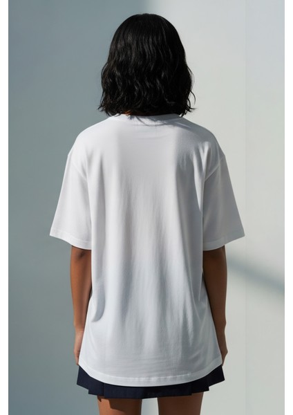 Trend Kadın Tişört - %100 Pamuk Tomato Desen Baskılı Oversize Beyaz modelleri