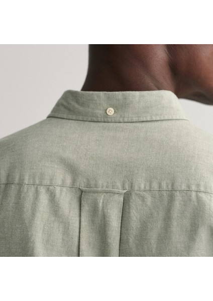 Erkek Yeşil Regular Fit Keten Gömlek indirimleri