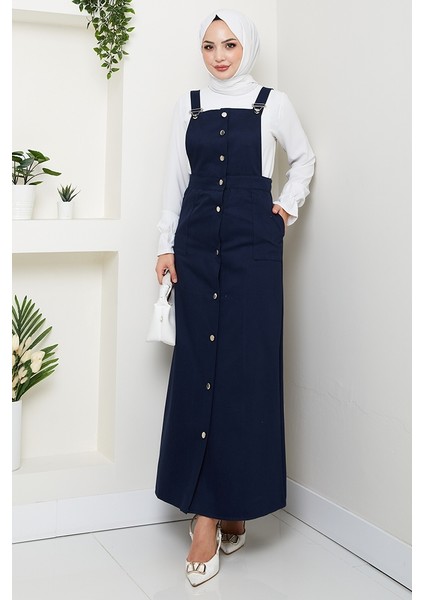 Boydan Düğmeli Gabardin Jile 1552 - Lacivert