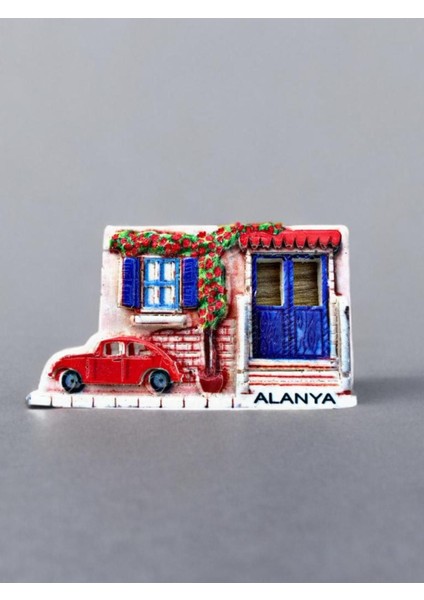 Alanya Temalı Kabartma Polyester Magnet. 9cm x 5,5 Cm.