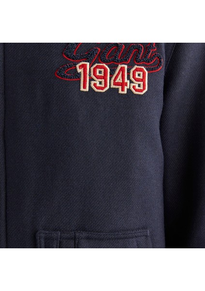 Erkek Lacivert Oversize Fit Hakim Yaka Logolu Ceket