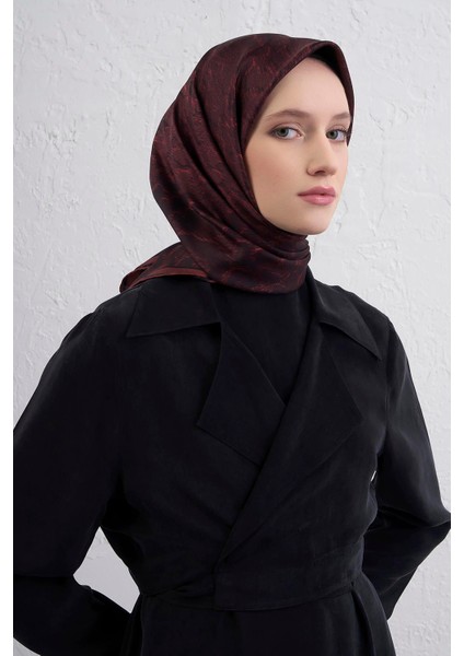 Çiçek Desenli Saf Ipek Twill Eşarp 9409D 03