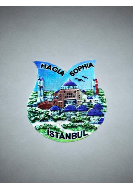 Istanbul / Ayasofya Temalı Kabartmalı Polyester Magnet 6,5cm x 7cm. Mavi