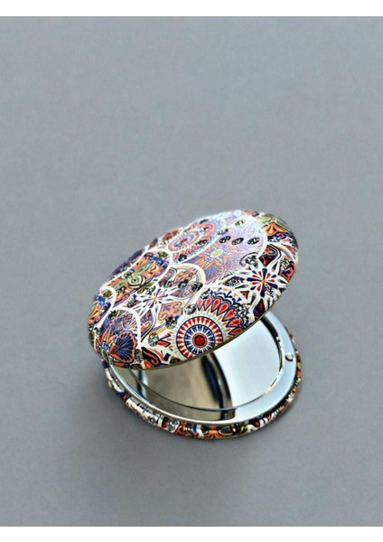 Işıltılı Karışık Desenli Çift Taraflı Yuvarlak Cep Çanta Makyaj Aynası 7cm Çap fiyatları