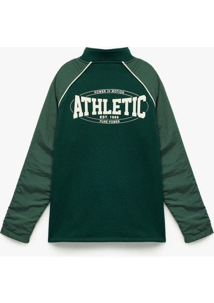 Dik Yaka Uzun Kollu Şardonlu Fermuarlı Sweatshirt fiyatları