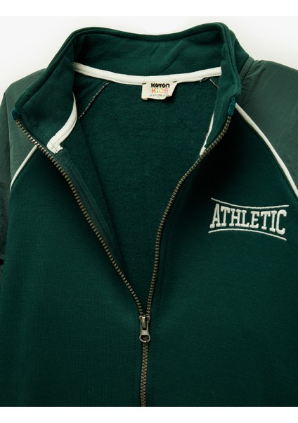 Dik Yaka Uzun Kollu Şardonlu Fermuarlı Sweatshirt modelleri