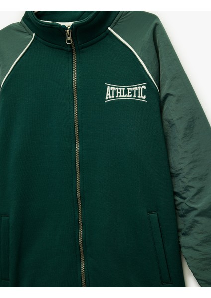 Dik Yaka Uzun Kollu Şardonlu Fermuarlı Sweatshirt fırsatları