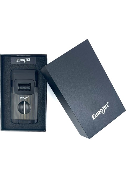 Çift Torch Jet Alev Masa Tipi Puro Makaslı Puro Çakmağı - Siyah indirimleri