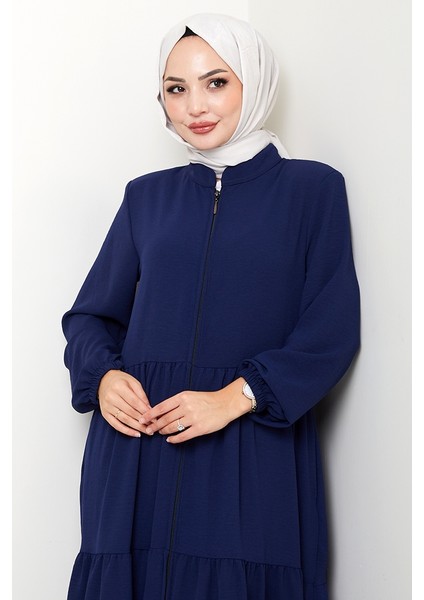 Kat Detaylı Fermuarlı Ferace 1586 - Lacivert fiyatları