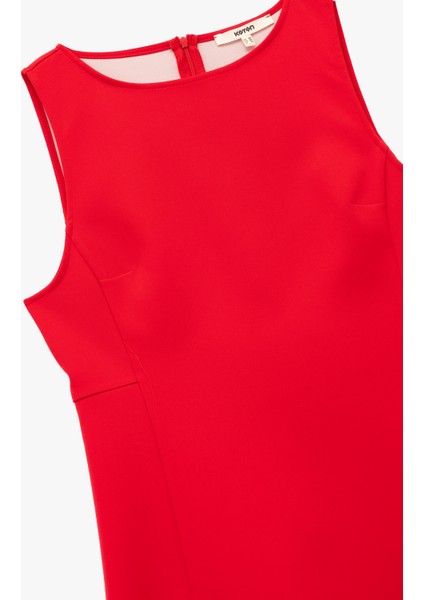 Slim Fit Kolsuz Bisiklet Yaka Mini Elbise modelleri
