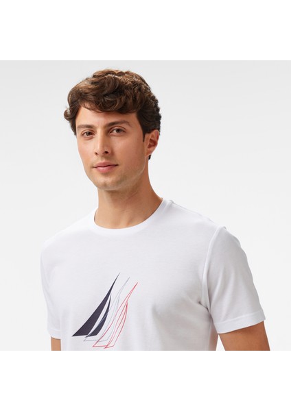 Erkek Beyaz Regular Fit Baskılı T-Shirt fırsatları