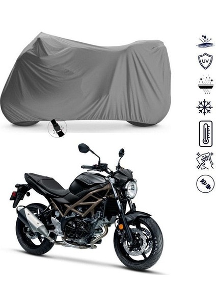 | Suzuki SV650A Bağlantı Tokalı Uyumlu Solarblock Prime Uyumlu Motosiklet Brandası | Su Geçirmez, %99 UV, Yansıtıcı Gümüş Üst, 360° Lastikli, Taşıma Çantalı