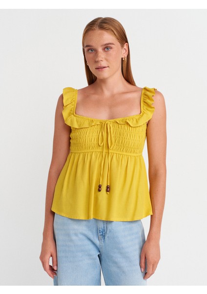 50873 Fırfırlı Bluz-Sarı