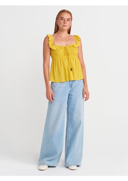 50873 Fırfırlı Bluz-Sarı fırsatları