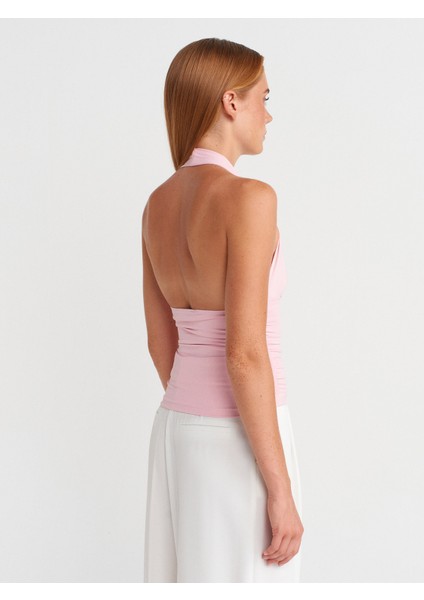 31968 Büzgülü Halter Yaka Top-Toz Pembe fiyatları