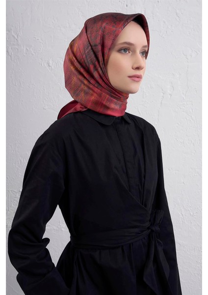 Soyut Desenli Saf Ipek Twill Eşarp 9420D 85