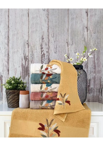 Nova - %70 Bambu / %30 Pamuk Suzeni Nakışlı El Havlusu - 6'lı Set 50X90