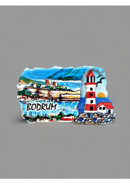 Bodrum Temalı Kabartmalı Polyester Magnet. 9cm x 5cm.