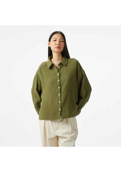 Kadın Yeşil Oversize Fit Gömlek