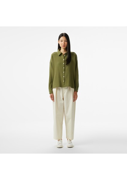 Kadın Yeşil Oversize Fit Gömlek modelleri