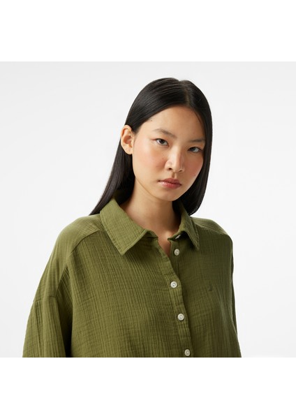 Kadın Yeşil Oversize Fit Gömlek fırsatları