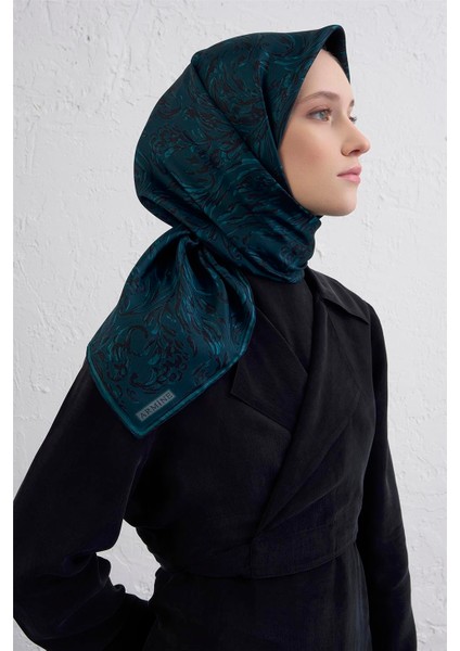 Soyut Desenli Saf Ipek Twill Eşarp 9431D 81