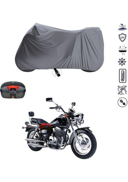 | Kanuni Seyhan 251C Bağlantı Tokalı Uyumlu Solarblock Prime Uyumlu Motosiklet Brandası | Su Geçirmez, %99 UV, Yansıtıcı Gümüş Üst, 360° Lastikli, Taşıma Çantalı