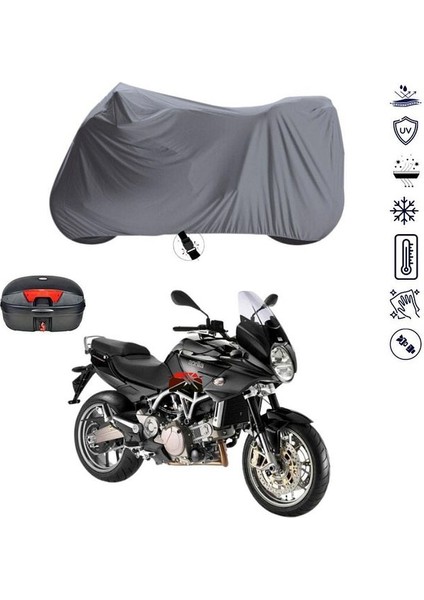 | Aprilia Mana 850 Gt Bağlantı Tokalı Uyumlu Solarblock Prime Uyumlu Motosiklet Brandası | Su Geçirmez, %99 UV, Yansıtıcı Gümüş Üst, 360° Lastikli, Taşıma Çantalı