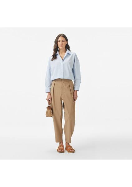 Kadın Mavi Regular Fit Çizgili Gömlek modelleri