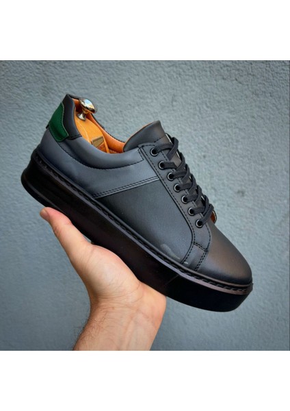 Siyah Cilt Ithal Suni Deri Yüksek Taban Günlük Bağcıklı Erkek Sneaker Ayakkabı MRT00419 fiyatları