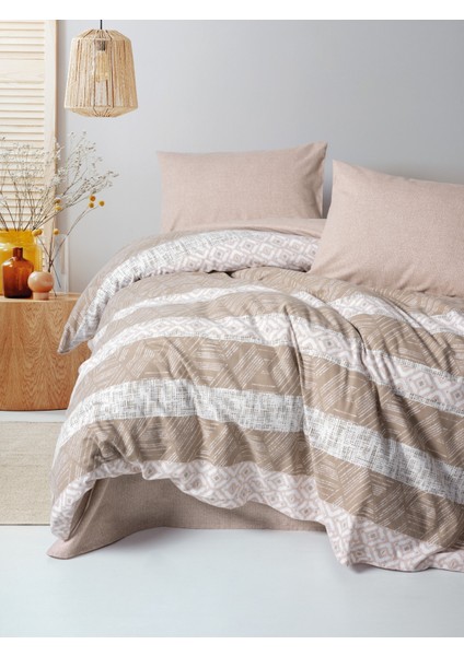 Flanel Tek Kişilik Nevresim Takımı Arrow Krem