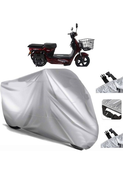 | Arora Bora Elektrikli Arka Çanta (Bağlantı Tokalı) Uyumlu Solarblock Uyumlu Motosiklet Brandası | Su Geçirmez, %99 UV, Yansıtıcı Gümüş Üst