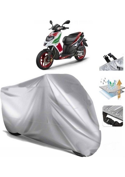 | Aprilia Sr 150 Arka Çanta (Bağlantı Tokalı) Uyumlu Solarblock Prime Uyumlu Motosiklet Brandası | Su Geçirmez, %99 UV, Yansıtıcı Gümüş Üst