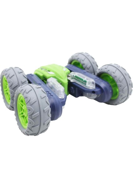 Sesli ve Işıklı Fancy USB Şarjlı Uzaktan Kumandalı Akrobatik Araba - Yeşil-Lacivert modelleri