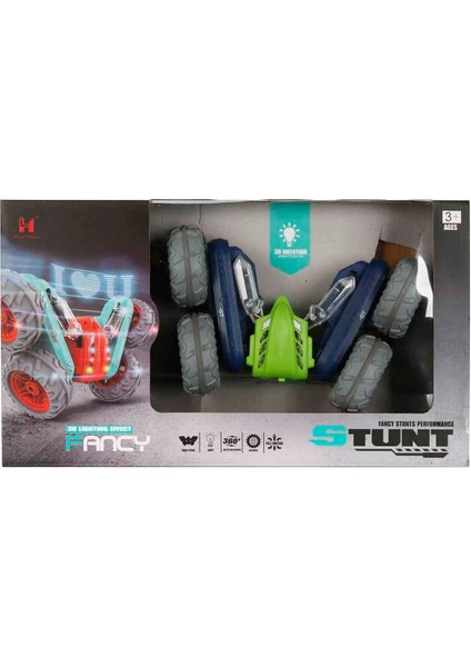 Sesli ve Işıklı Fancy USB Şarjlı Uzaktan Kumandalı Akrobatik Araba - Yeşil-Lacivert fırsatları