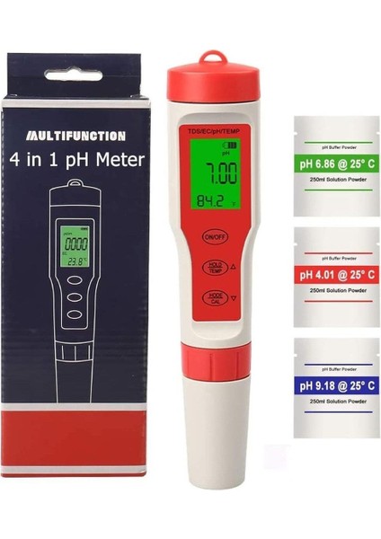Ph Metre Tds Metre Sıcaklık Ec Ölçer 4ü 1 Arada Ölçüm Cihaz
