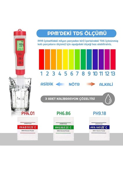 Ph Metre Tds Metre Sıcaklık Ec Ölçer 4ü 1 Arada Ölçüm Cihaz fiyatları